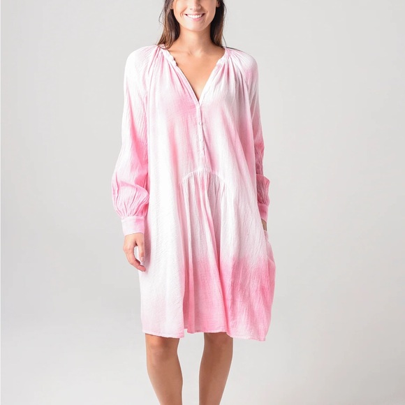 Honorine Cotton Tie-Dye Paola Dress in Pink & White Size Small - Picture 2 of 7